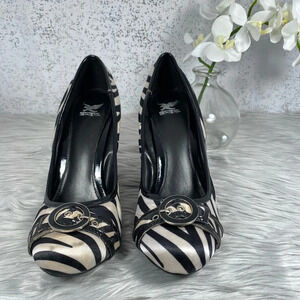 🆕 Shiekh Black and Zebra Wedge with Buckle Accent